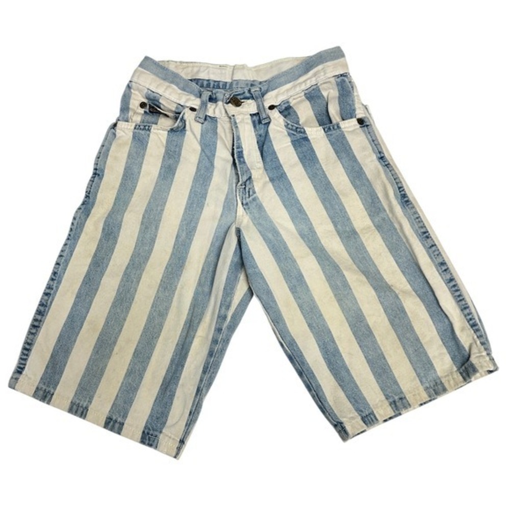 HIS Striped Denim Jean Shorts Jorts womens High Waisted Sz 10 Vintage 80s‎ 90s